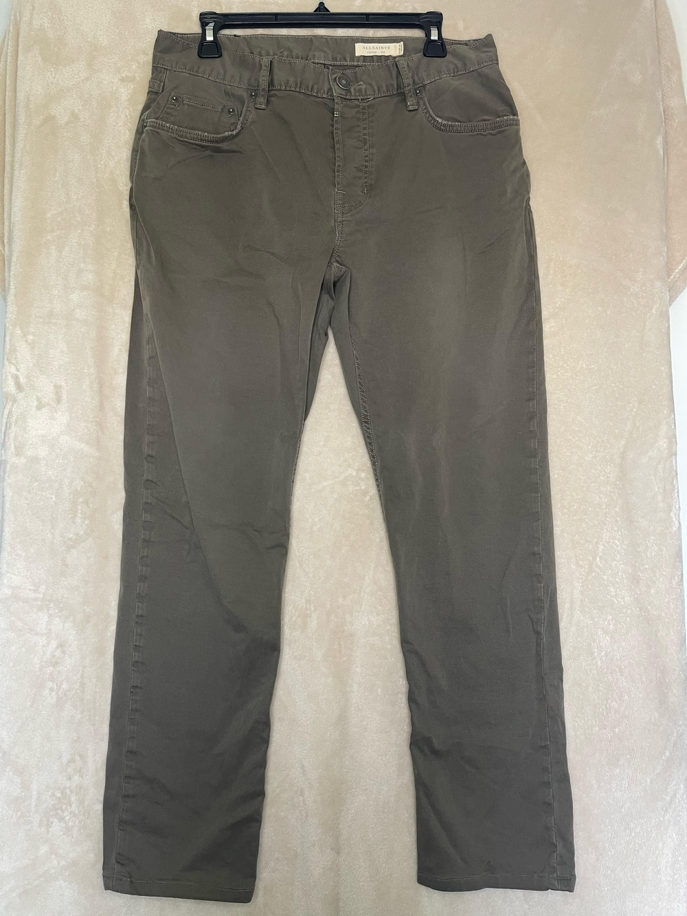 AllSaints Carter Straight Fit Chinos - Khaki Militar - W32